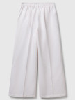 Kadın Beyaz %100 Pamuk Arka Beli Lastikli Palazzo Pantolon