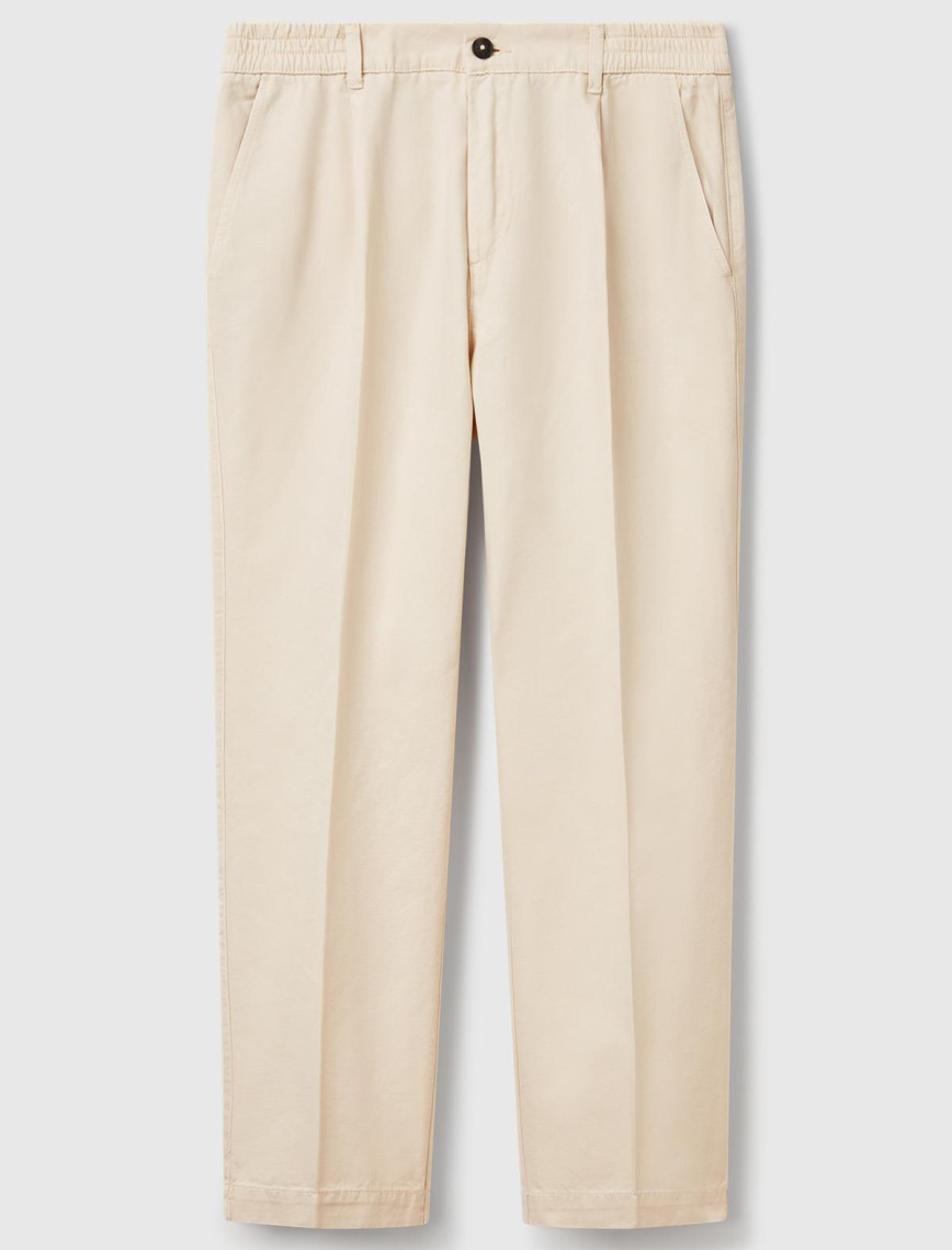 Erkek Taş Rengi %100 Pamuk Düğmeli Beli Lastikli Havuç Kesim Chino Pantolon Erkek Taş Rengi %100 Pamuk Düğmeli Beli Lastikli Havuç Kesim Chino Pantolon