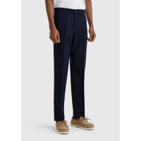 Erkek Lacivert Keten Karışımlı Cebi Biyeli Düz Kalıp Pantolon Erkek Lacivert Keten Karışımlı Cebi Biyeli Düz Kalıp Pantolon