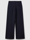 Kadın Lacivert Streç Kumaşlı Yüksek Bel Wide Leg Pantolon