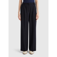 Kadın Lacivert Streç Kumaşlı Yüksek Bel Wide Leg Pantolon