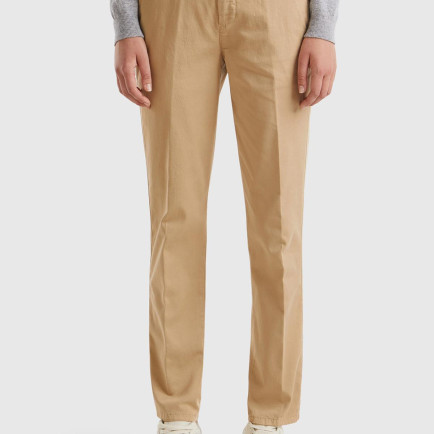 Kadın Bej Elastanlı Basic Chino Pantolon