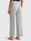 Kadın Gri Streç Kumaşlı Yüksek Bel Wide Leg Pantolon