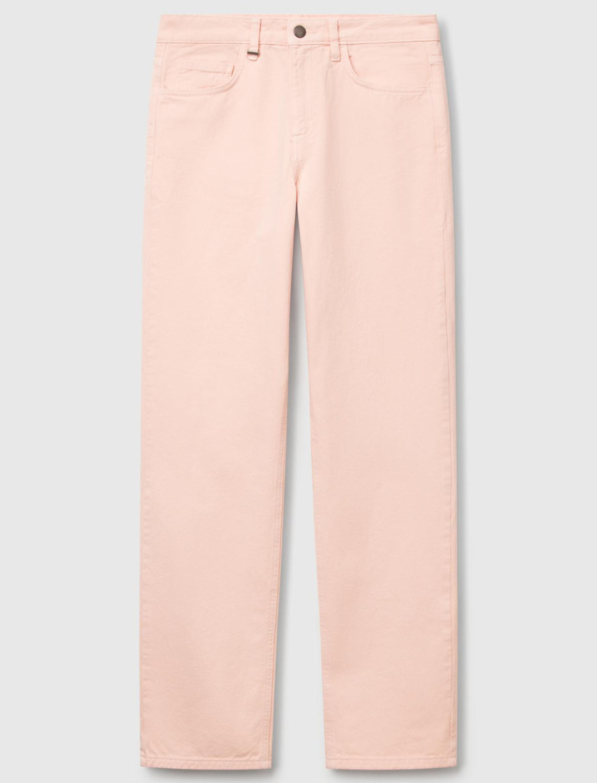 Kadın Pembe %100 Pamuk Normal Bel Regular Fit Denim Pantolon