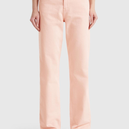 Kadın Pembe %100 Pamuk Normal Bel Regular Fit Denim Pantolon Kadın Pembe %100 Pamuk Normal Bel Regular Fit Denim Pantolon