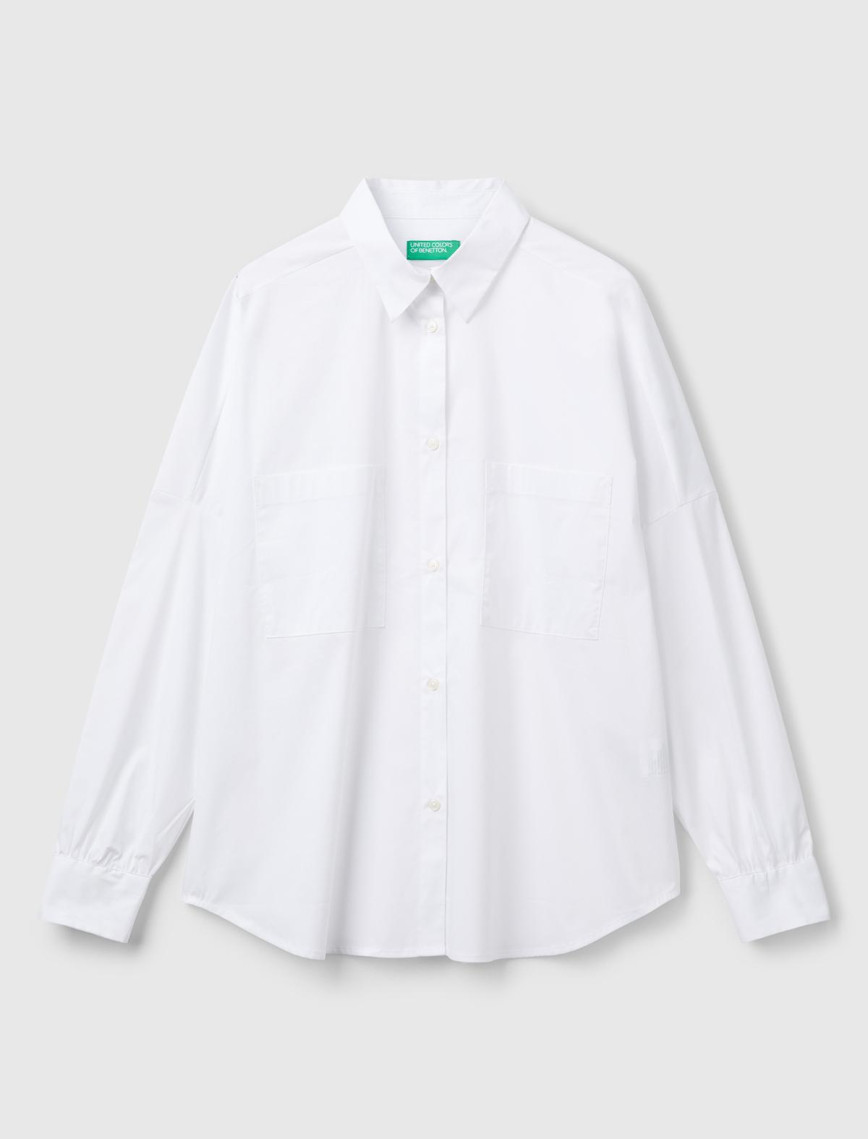 Kadın Beyaz Pamuk Karışımlı Kolu Büzgülü Düşük Omuzlu Oversize Gömlek Kadın Beyaz Pamuk Karışımlı Kolu Büzgülü Düşük Omuzlu Oversize Gömlek