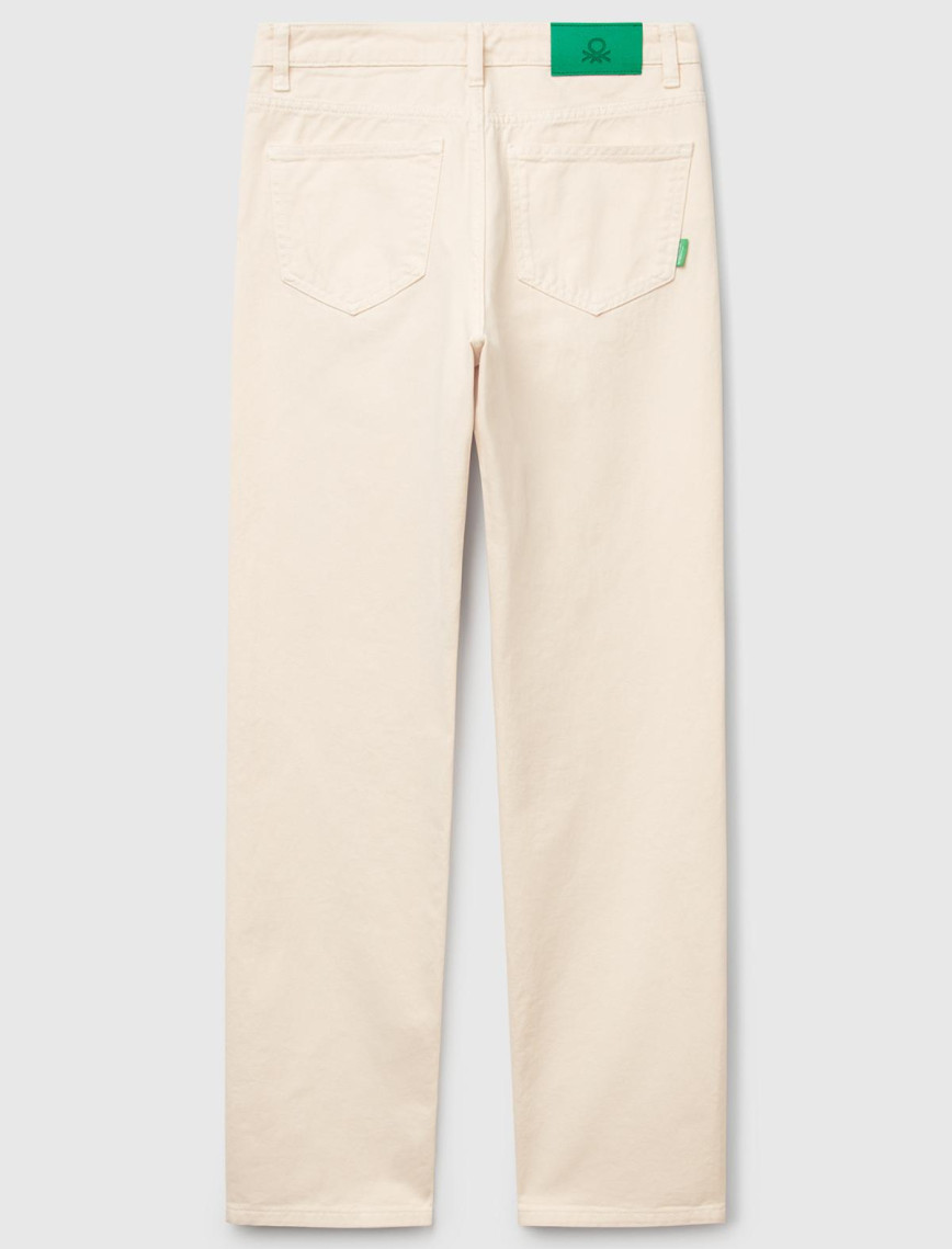 Kadın Krem %100 Pamuk Normal Bel Regular Fit Denim Pantolon