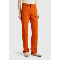 Kadın Turuncu %100 Pamuk Normal Bel Regular Fit Denim Pantolon