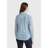 Kadın Mavi %100 Pamuk Desenli Manşetli Regular Fit Müslin Gömlek Kadın Mavi %100 Pamuk Desenli Manşetli Regular Fit Müslin Gömlek