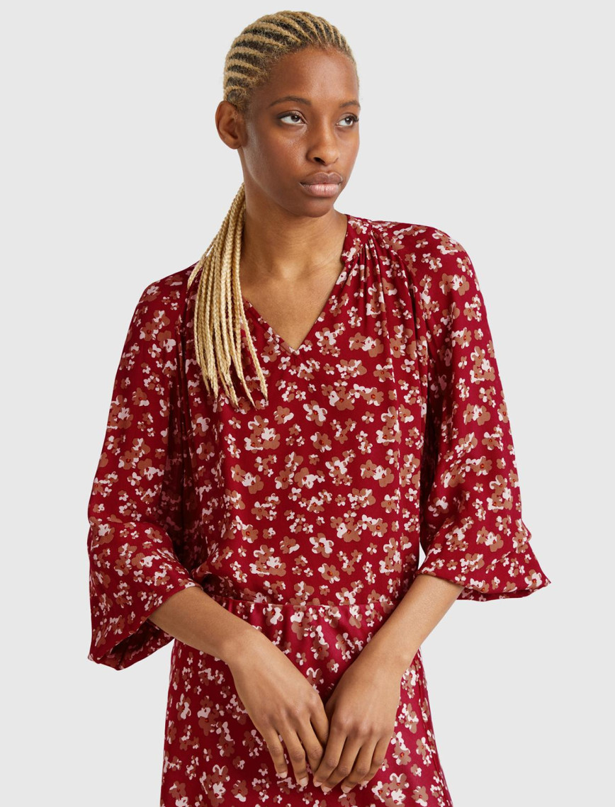 Kadın Kahverengi %100 Viskoz V Yaka Raglan Kol Bluz Kadın Kahverengi %100 Viskoz V Yaka Raglan Kol Bluz