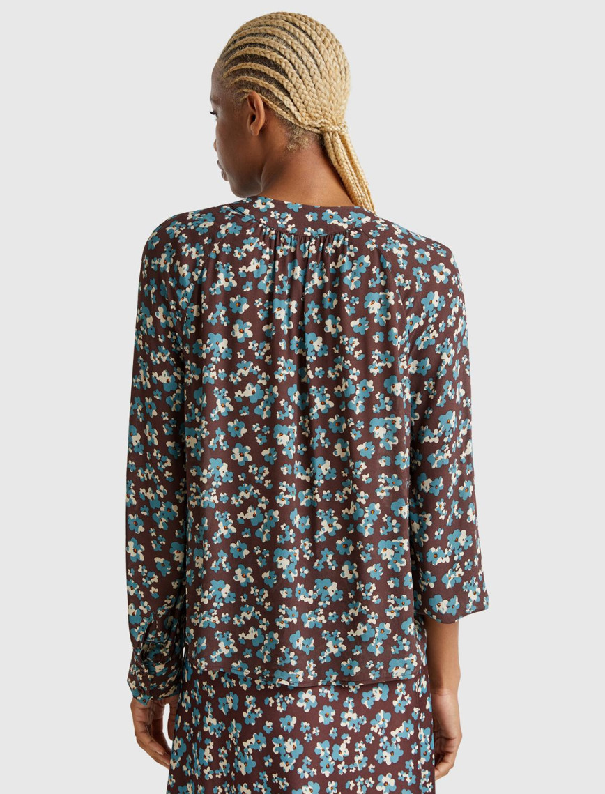 Kadın Kahverengi %100 Viskoz V Yaka Raglan Kol Bluz Kadın Kahverengi %100 Viskoz V Yaka Raglan Kol Bluz