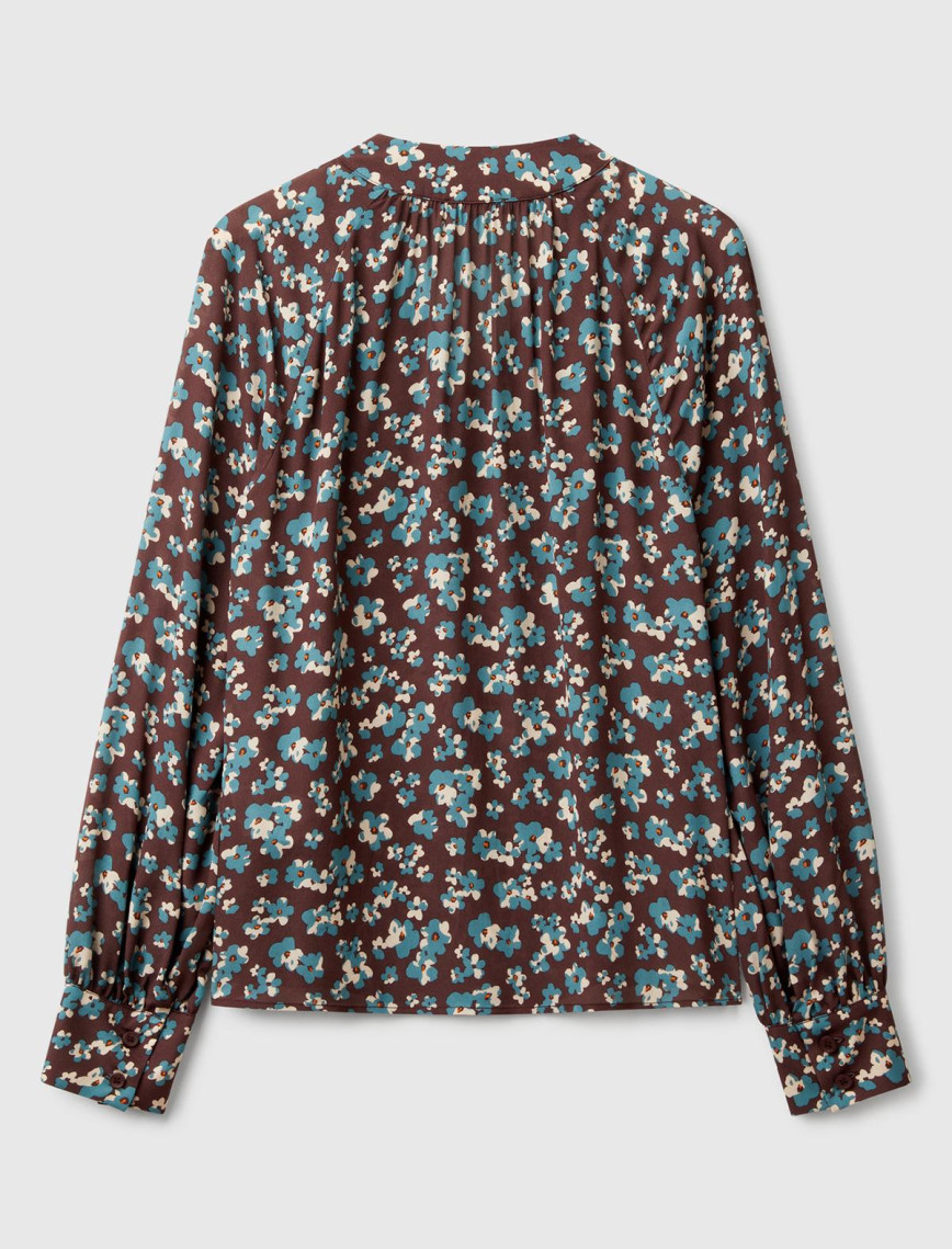 Kadın Kahverengi %100 Viskoz V Yaka Raglan Kol Bluz Kadın Kahverengi %100 Viskoz V Yaka Raglan Kol Bluz