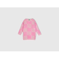 Kız Çocuk Pembe Mix Dama Desenli Kazak Kız Çocuk Pembe Mix Dama Desenli Kazak