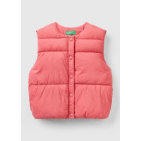 Kız Çocuk Fuşya Düğmeli Pufa Yelek Kız Çocuk Fuşya Düğmeli Pufa Yelek