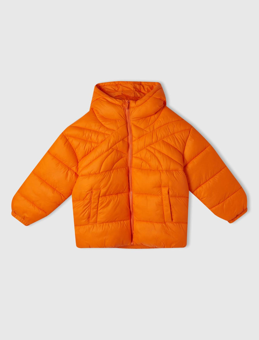 Erkek Çocuk Turuncu Benetton Logo İşlemeli Mont