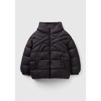 Erkek Çocuk Siyah Benetton Logo İşlemeli Mont