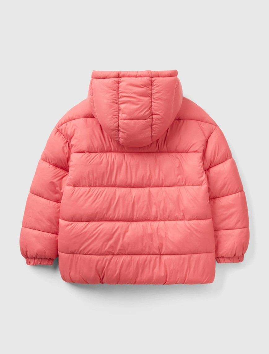 Erkek Çocuk Fuşya Benetton Logo İşlemeli Mont