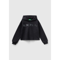 Kız Çocuk Siyah Slogan Baskılı Crop Sweatshirt Kız Çocuk Siyah Slogan Baskılı Crop Sweatshirt