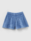 Kız Çocuk Havacı Mavi BE İşlemeli Kadife Mini Şort
