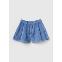 Kız Çocuk Havacı Mavi BE İşlemeli Kadife Mini Şort