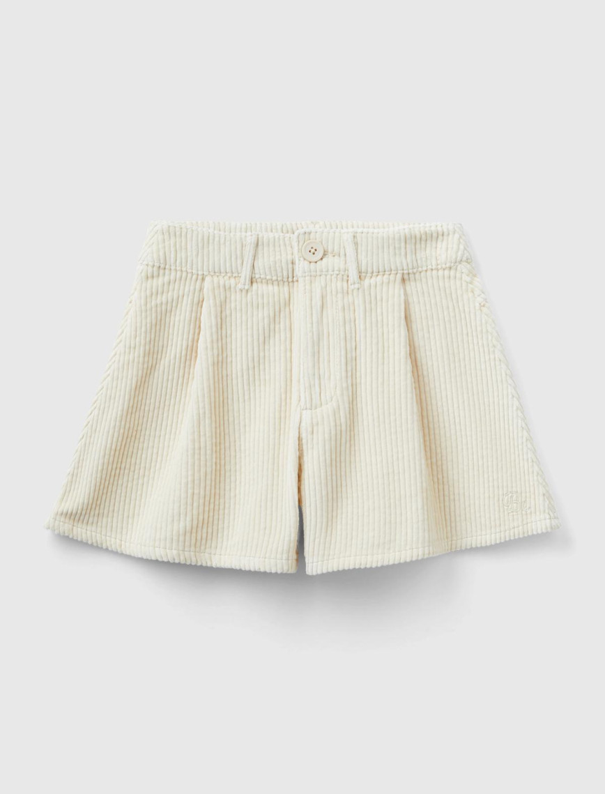 Kız Çocuk Su Yeşili BE İşlemeli Kadife Mini Şort