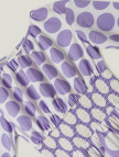 Kız Çocuk Lila Beli Lastikli Puantiye Desenli Elbise