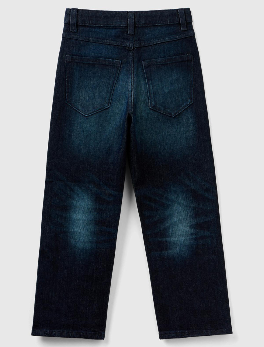 Kız Çocuk Denim Paçası Yırtmaç Detaylı Denim Pantolon Kız Çocuk Denim Paçası Yırtmaç Detaylı Denim Pantolon