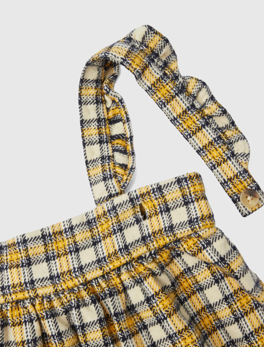 Kız Çocuk Sarı Mix Askılı Ekoseli Elbise Kız Çocuk Sarı Mix Askılı Ekoseli Elbise