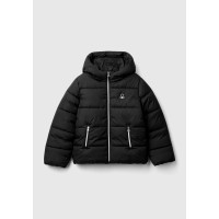 Kız Çocuk Siyah Sol Göğsü Logo İşlemeli Cepli Kapüşonlu Yüksek Yaka Mont Kız Çocuk Siyah Sol Göğsü Logo İşlemeli Cepli Kapüşonlu Yüksek Yaka Mont