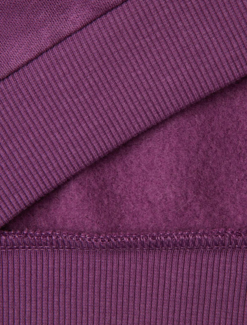 Kız Çocuk Mor Pamuk Karışımlı Payet Logolu Kapşonlu Sweatshirt