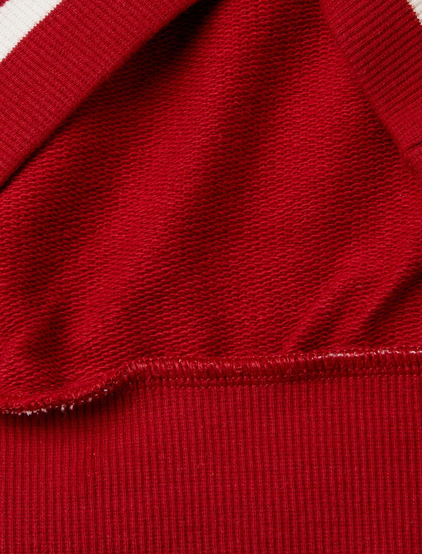 Kız Çocuk Kırmızı Kontrast Renk Detaylı Manşeti Ribanalı V Yaka Sweatshirt Kız Çocuk Kırmızı Kontrast Renk Detaylı Manşeti Ribanalı V Yaka Sweatshirt