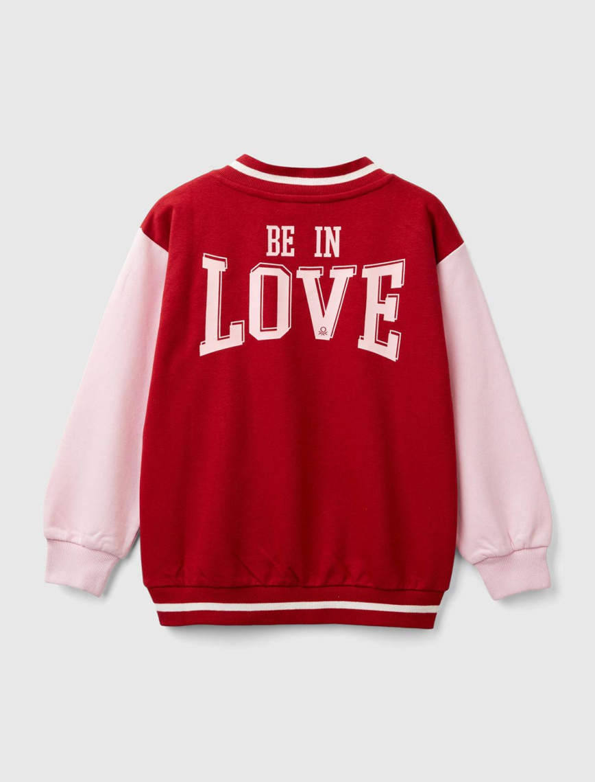 Kız Çocuk Kırmızı Kontrast Renk Detaylı Manşeti Ribanalı V Yaka Sweatshirt Kız Çocuk Kırmızı Kontrast Renk Detaylı Manşeti Ribanalı V Yaka Sweatshirt