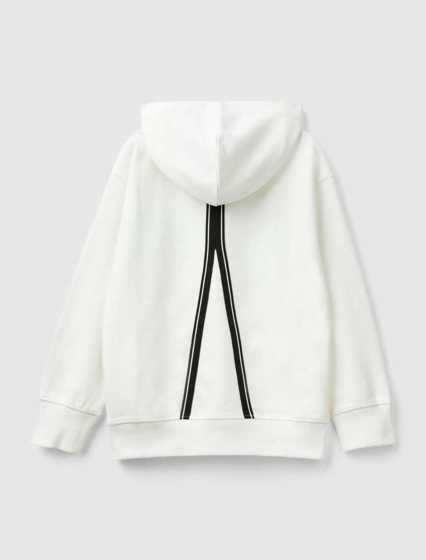 Erkek Çocuk Beyaz Önü Baskılı Arkası Şerit Detaylı Kapüşonlu Sweatshirt Erkek Çocuk Beyaz Önü Baskılı Arkası Şerit Detaylı Kapüşonlu Sweatshirt