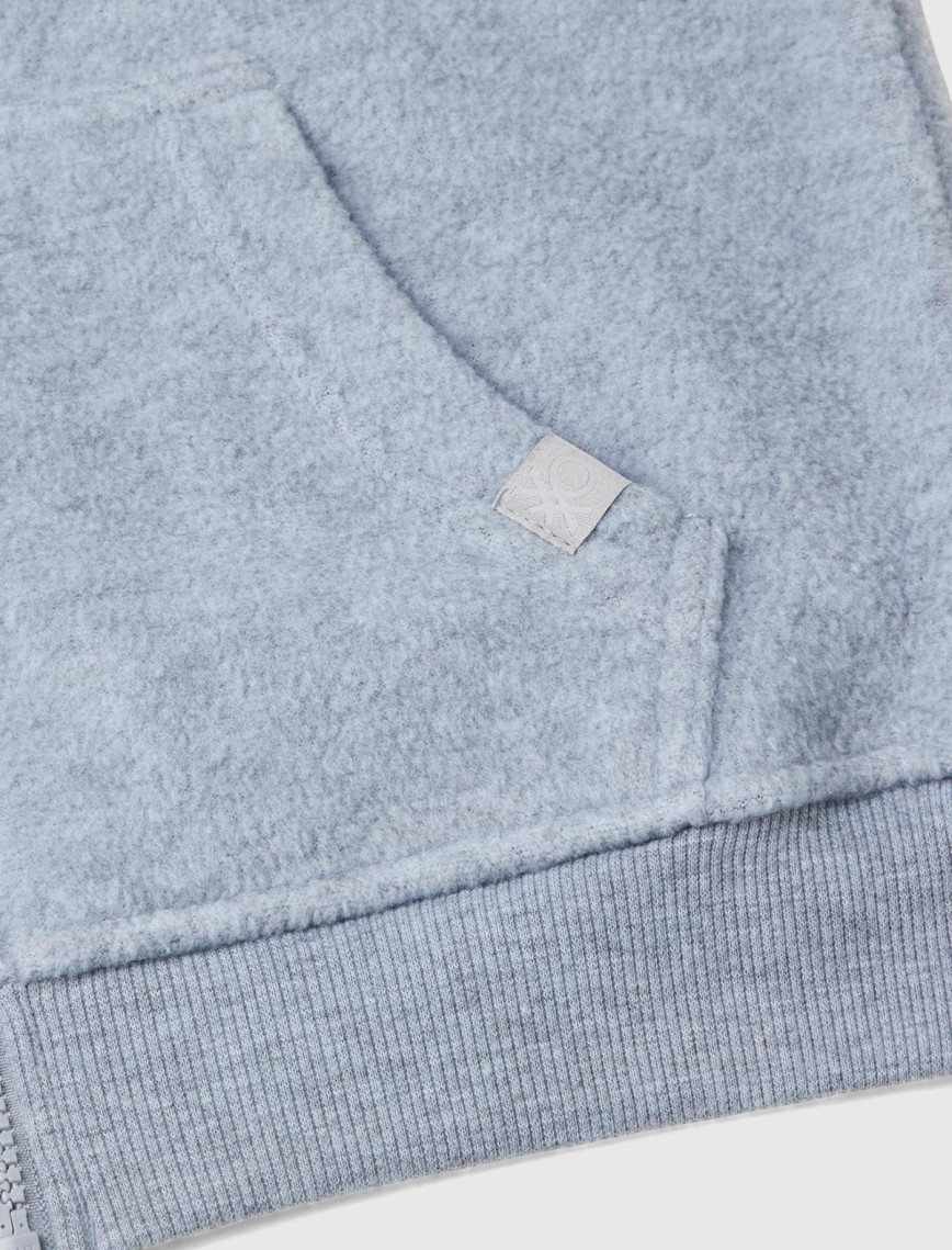 Erkek Çocuk Gri Melanj Etiket Detaylı Sweatshirt