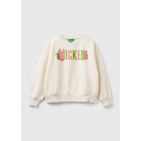 Kız Çocuk Ekru Etek Ucu Logo Etiketli Önü Baskılı Düşük Omuz Sweatshirt Kız Çocuk Ekru Etek Ucu Logo Etiketli Önü Baskılı Düşük Omuz Sweatshirt