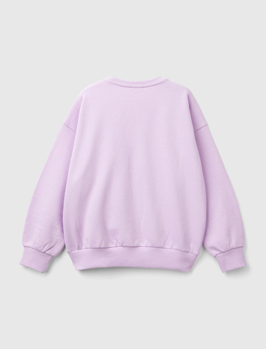 Kız Çocuk Lila Önü Pullu Baskı Detaylı Bisiklet Yaka Sweatshirt Kız Çocuk Lila Önü Pullu Baskı Detaylı Bisiklet Yaka Sweatshirt