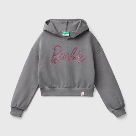Kız Çocuk Antrasit Etek Ucu Logolu Barbie Baskılı Kapüşonlu Kısa Sweatshirt Kız Çocuk Antrasit Etek Ucu Logolu Barbie Baskılı Kapüşonlu Kısa Sweatshirt