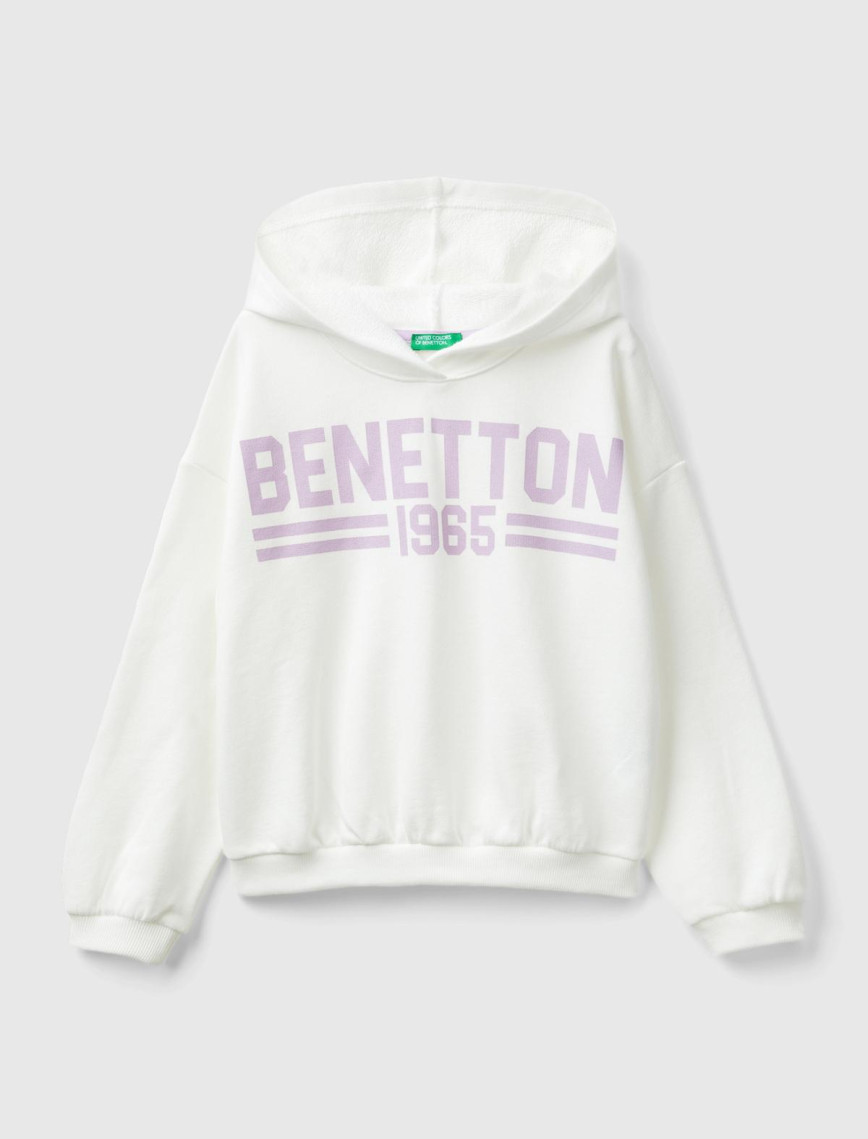 Kız Çocuk Fuşya Önü Su Bazlı Logo Baskılı Kapüşonlu Sweatshirt