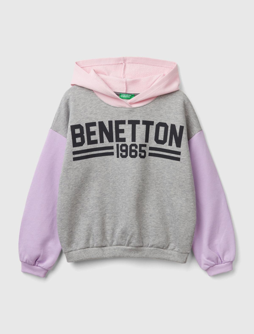 Kız Çocuk Fuşya Önü Su Bazlı Logo Baskılı Kapüşonlu Sweatshirt