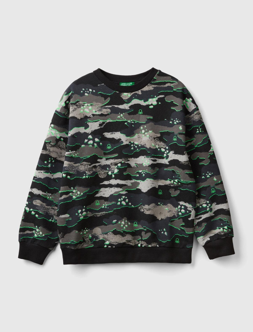 Erkek Çocuk Kamuflaj Tamamı Baskılı Ribanalı Bisiklet Yaka Sweatshirt Erkek Çocuk Kamuflaj Tamamı Baskılı Ribanalı Bisiklet Yaka Sweatshirt