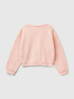Kız Çocuk Pembe Tamamı Yıldız Tozu Baskılı Düşük Omuz Oversize Sweatshirt
