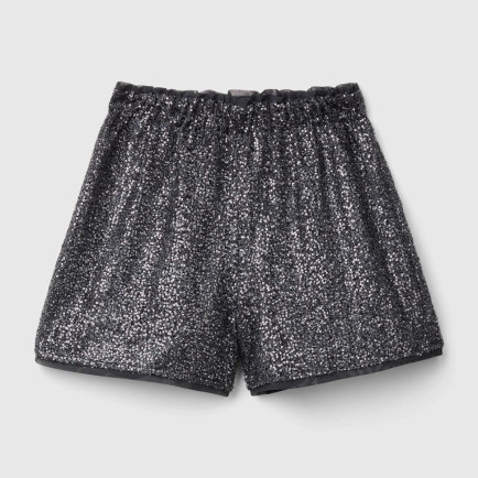 Kız Çocuk Siyah Tamamı Desenli Elastik Yüksek Belli Şort Kız Çocuk Siyah Tamamı Desenli Elastik Yüksek Belli Şort