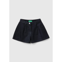 Kız Çocuk Siyah Önü Logo Detaylı 2 Pileli Kullanılmış Efektli Bermuda Şort Kız Çocuk Siyah Önü Logo Detaylı 2 Pileli Kullanılmış Efektli Bermuda Şort