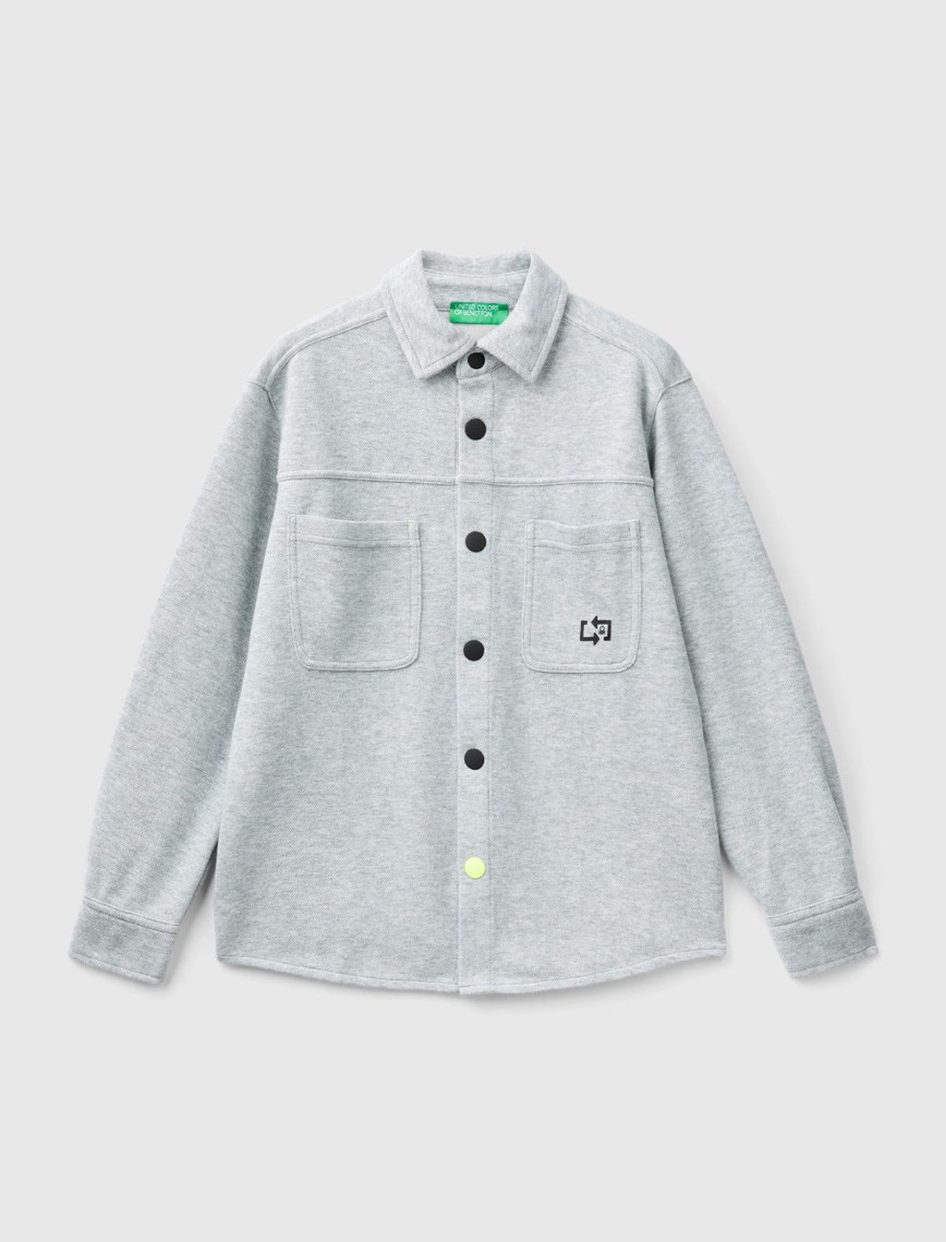 Erkek Çocuk Gri Melanj 3 Boyutlu Çok Renkli Baskılı Uzun Kollu Gömlek Erkek Çocuk Gri Melanj 3 Boyutlu Çok Renkli Baskılı Uzun Kollu Gömlek