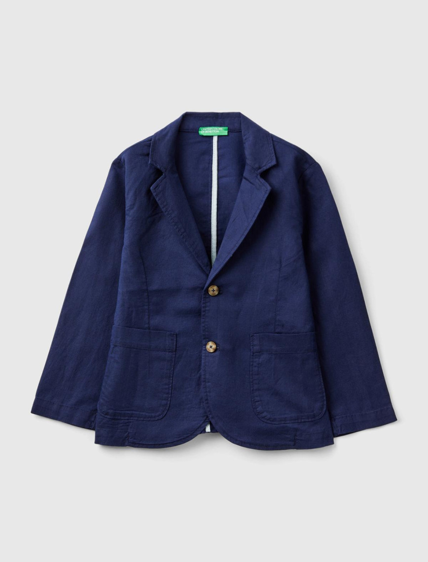 Erkek Çocuk Lacivert Keten Karışımlı Ceket Erkek Çocuk Lacivert Keten Karışımlı Ceket