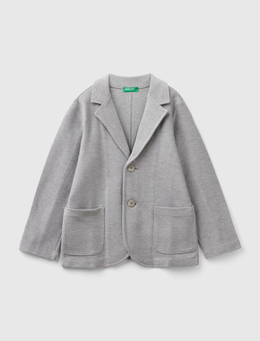 Erkek Çocuk Gri Melanj Düğme Kapamalı Yama Cepli Regular Ceket Erkek Çocuk Gri Melanj Düğme Kapamalı Yama Cepli Regular Ceket
