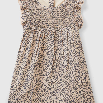 Kız Çocuk Kahverengi Mix Tamamı Desenli Arkası Düğmeli Fırfır Detaylı Elbise Kız Çocuk Kahverengi Mix Tamamı Desenli Arkası Düğmeli Fırfır Detaylı Elbise