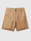 Erkek Çocuk Açık Kahve Keten Karışımlı Şort