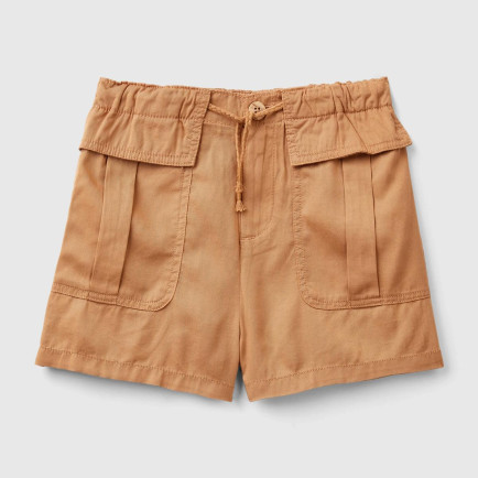 Kız Çocuk Camel Arkası Elastik Bantlı Büzgü İpli Yama Cepli Şort Kız Çocuk Camel Arkası Elastik Bantlı Büzgü İpli Yama Cepli Şort