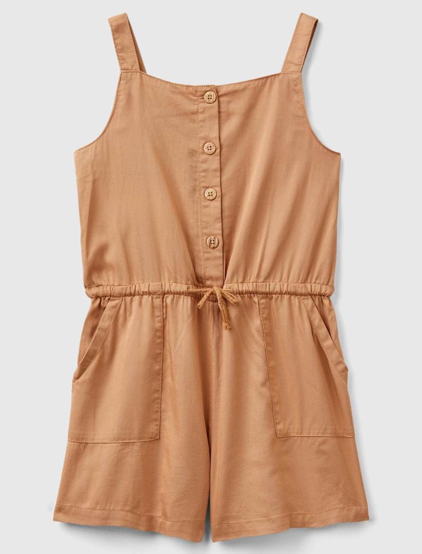 Kız Çocuk Camel Önü Düğmeli Beli Kuşaklı Arkası Elastik Detaylı Kısa Tulum Kız Çocuk Camel Önü Düğmeli Beli Kuşaklı Arkası Elastik Detaylı Kısa Tulum